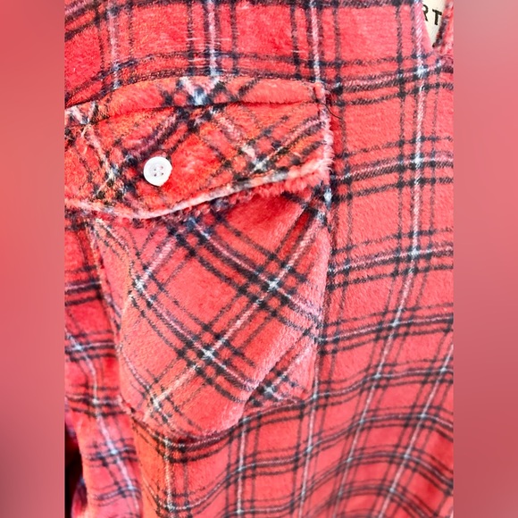 LUUKSE Buffalo Check Plaid V-Neck Fluffy Soft (PJ) Flannel Shirt Sz XL - Picture 3 of 12